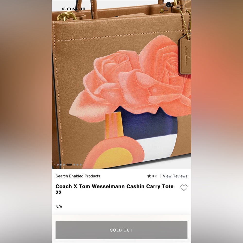 Coach Crossbody Bag with Floral Design - Tan, Pink, Blue